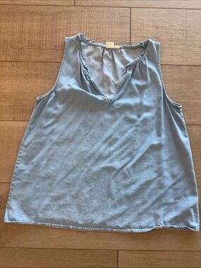 GAP Womens Light Blue Soft Denim V-Neck Sleeveless Tank